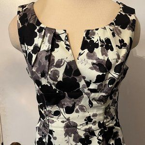 Andre' Oliver Womens Sleeveless Dress Size 12 Black/White Floral Back Zipper